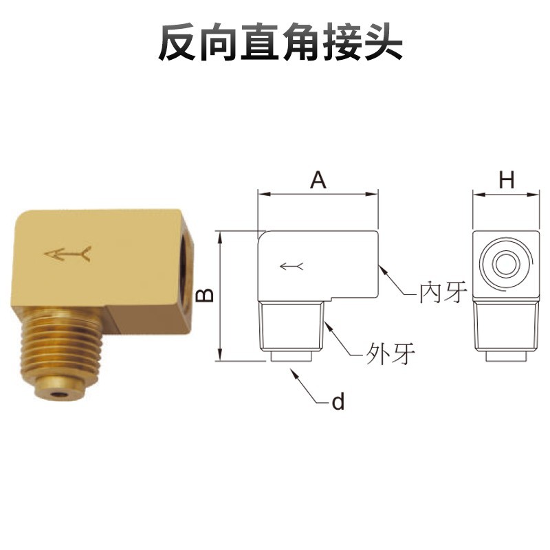 反向直角接头