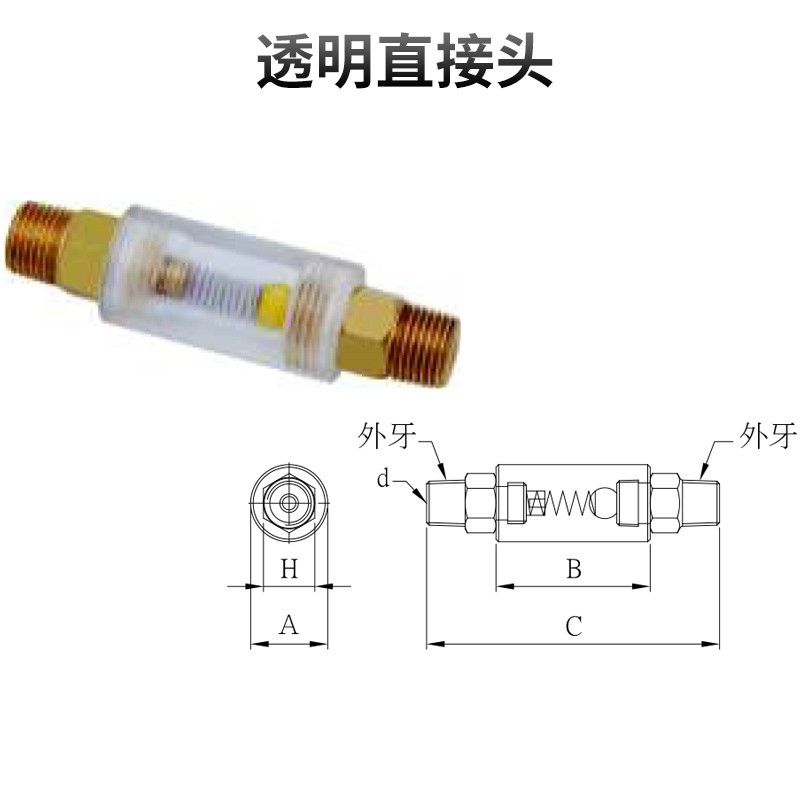 透明直接头