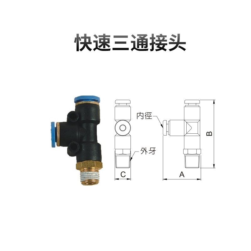 快速三通接头